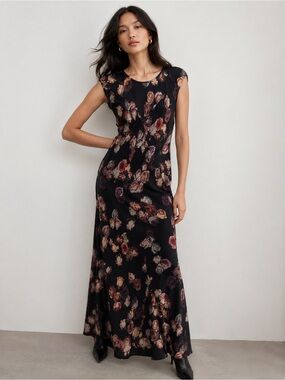 WILFRED SILK FLORAL MAXI DRESS